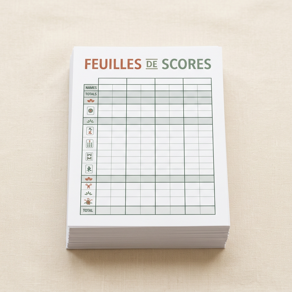 Feuilles de Scores Mahjong Américain à Imprimer - Téléchargement Instantané (PDF)