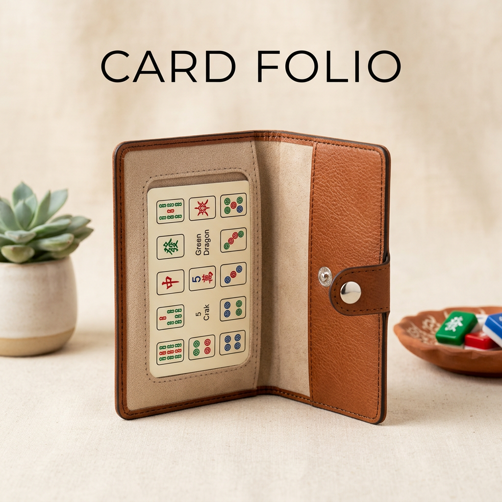 Mahjong Card Folio — Leather Card Holder for Standard Mahjong Cards