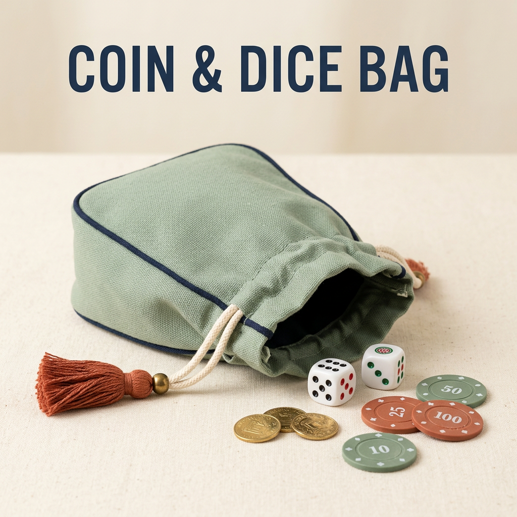 Mahjong Coin & Dice Bag — Drawstring Tassel Pouch for Game Night