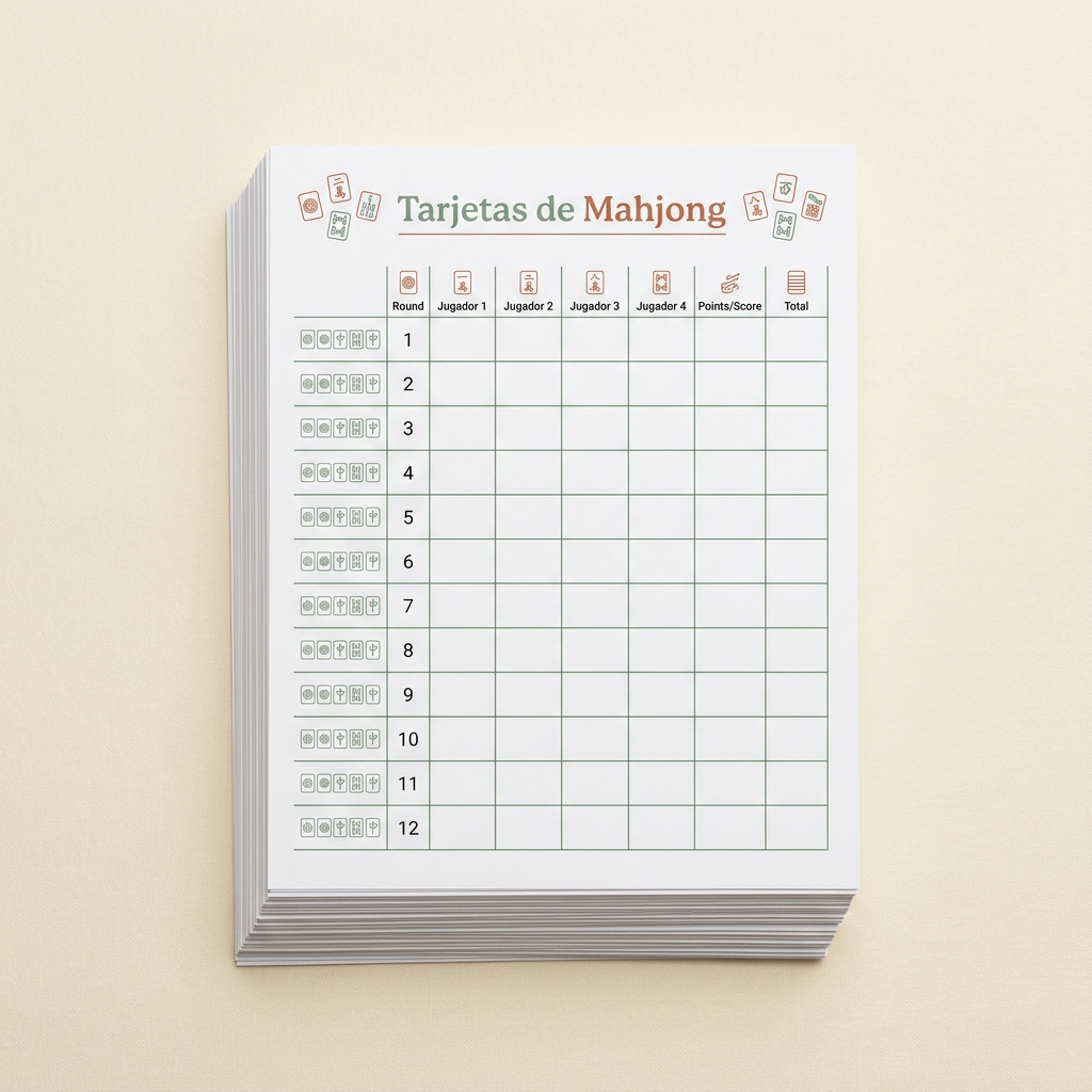 Tarjetas de puntuación de Mahjong Americano imprimibles - Descarga inmediata (PDF)