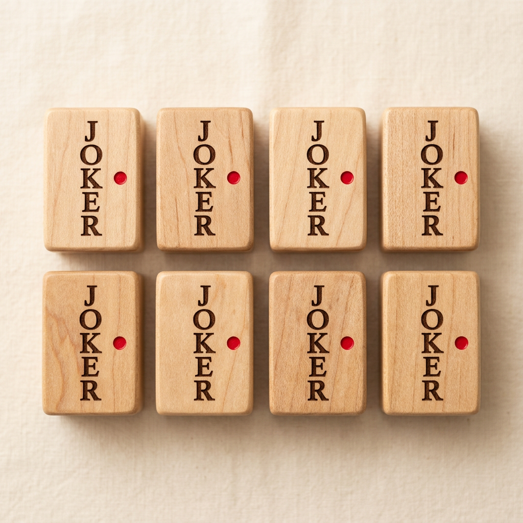 Tuiles Joker en Bois pour Mahjong Américain - Lot de 8